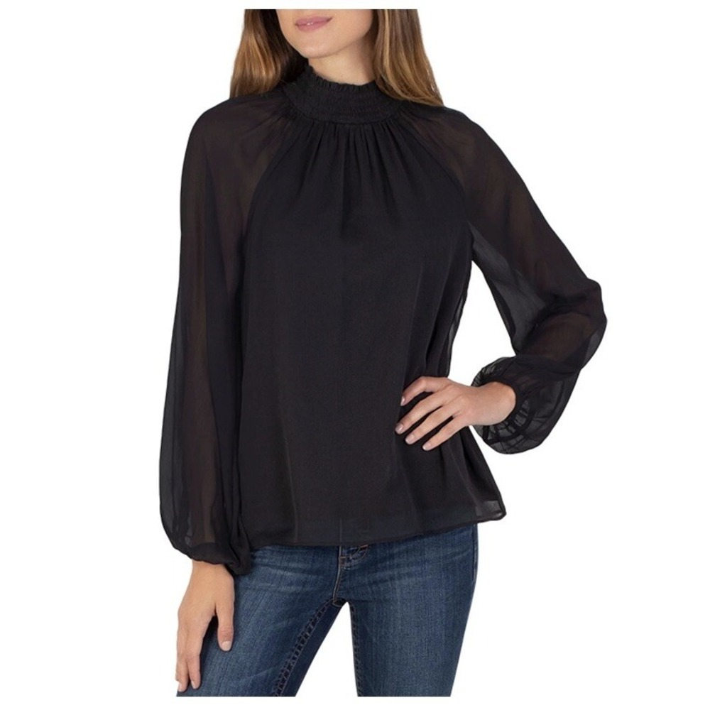 Joie Limited Edition Ladies Long Sleeve Smocked Blouse (Caviar, S)